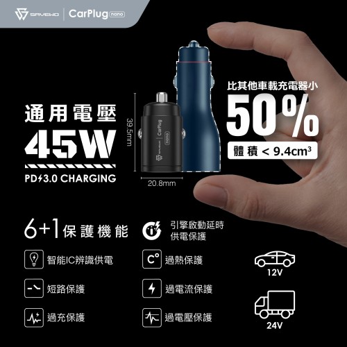 SAVEWO CarPlug Nano 智能車載充電器