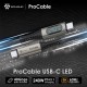 SAVEWO USB-C ProCable LED 功率顯示USB4.0 Thunderbolt 4 極速充電傳輸線 (1M)